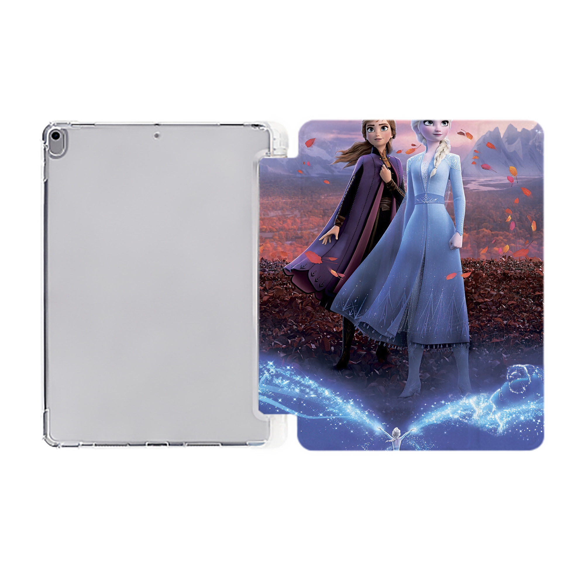 （画像用） アナと雪の女王 アンナ エルサ Frozen Anna Elsa IPad ケース ペン収納付き 三つ折りスタンド PUレザー×シリコン 対応機種9.5/10.5/10.9インチ